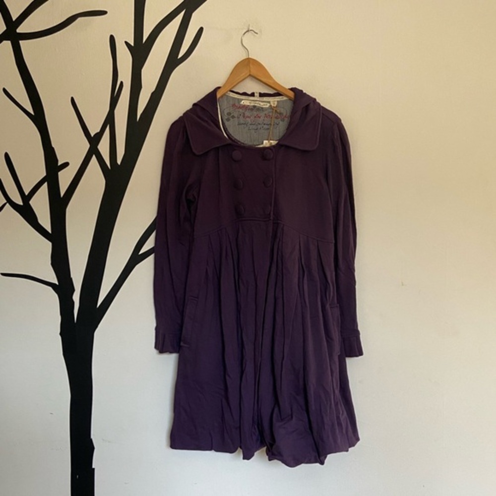 NWT Living Planet violet purple hooded dress coat